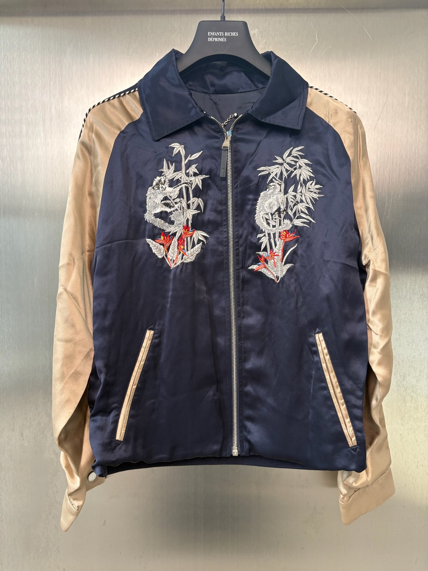 Louis Vuitton SS16 Silk-Blend Monkey Embroidery Souvenir Jacket