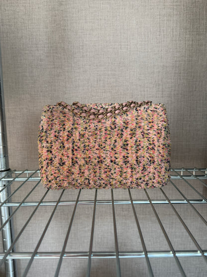 Chanel 25P Pink Multicolor Sequin Mini Sequin Flap Bag