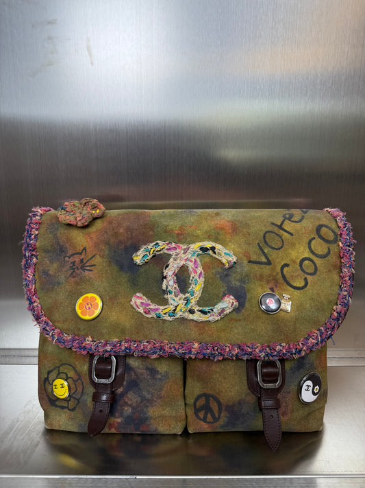 Chanel on the pavements graffiti messenger bag