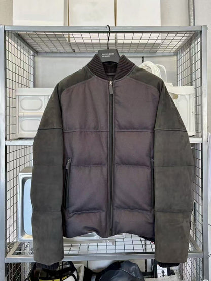 Berluti 17AW leather suede puffer jacket