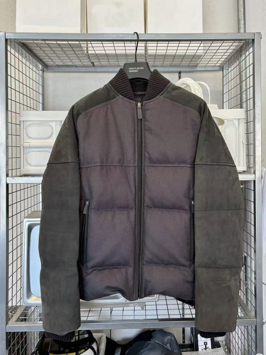 Berluti 17AW leather suede puffer jacket