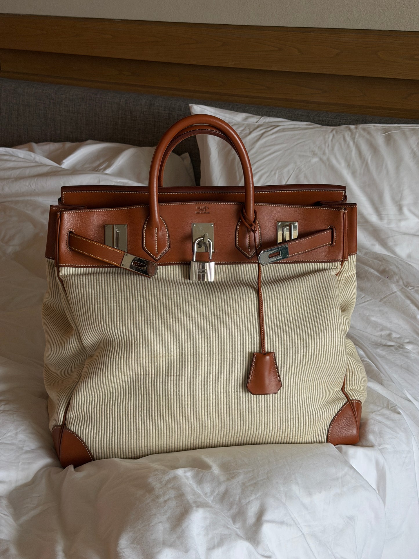 Hermes RARE HAC 45 Crinoline Barenia Leather Travel Bag