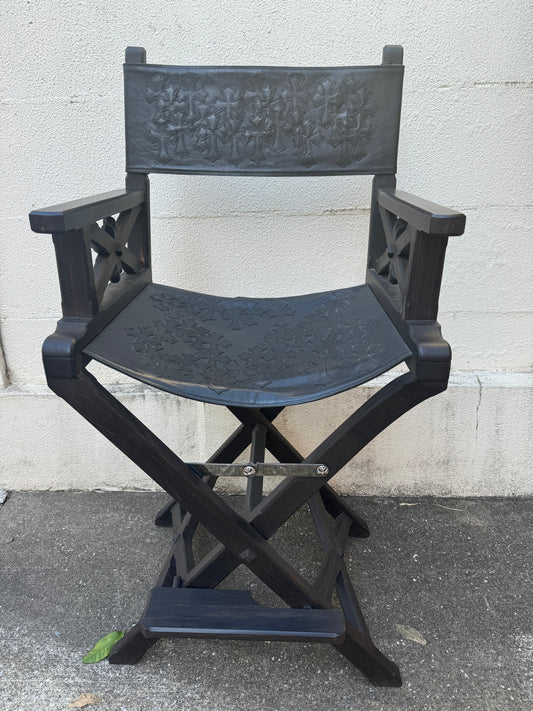 Chrome Hearts Ebony Leather Cross Patches Chair