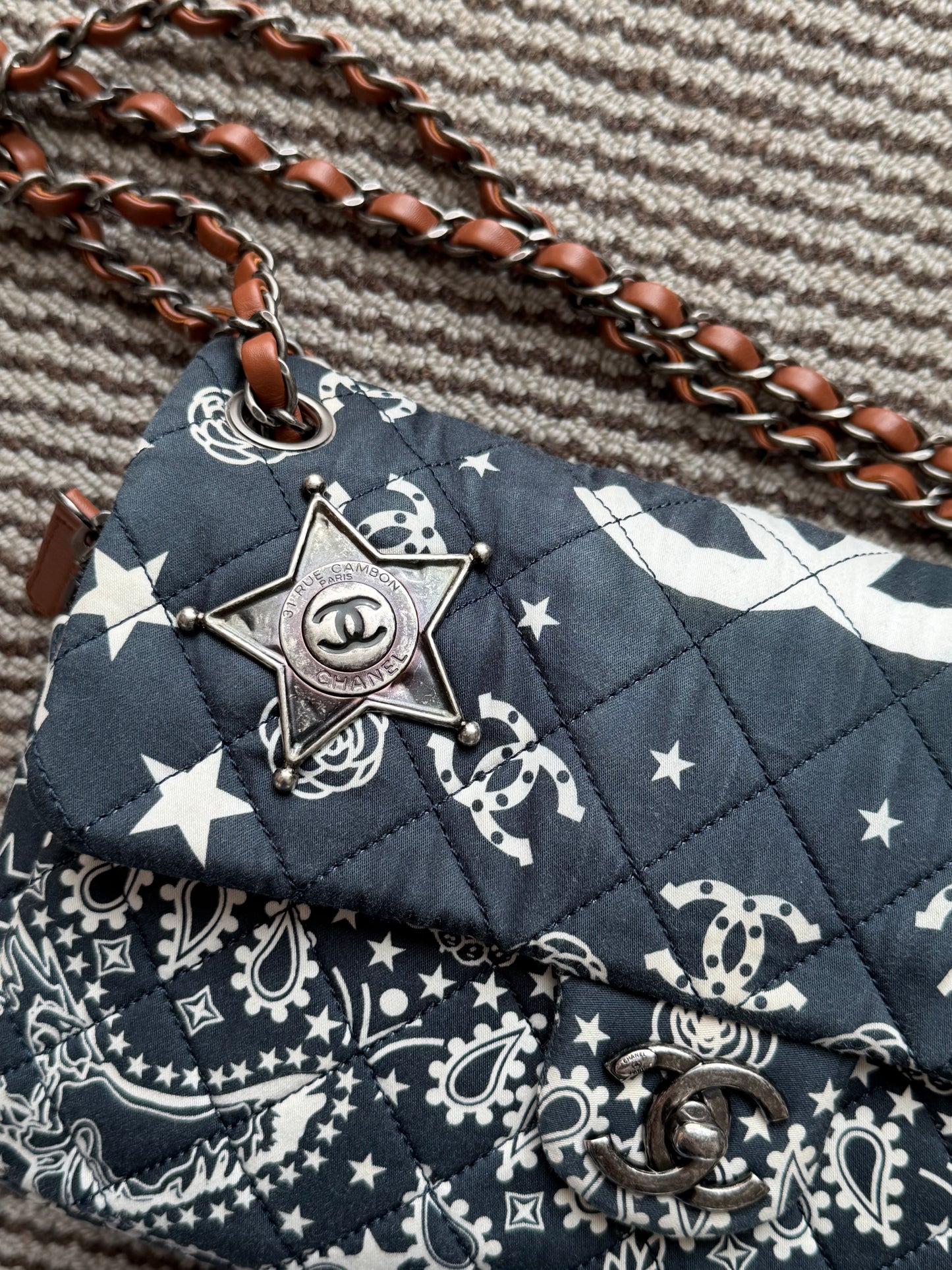 Chanel 2014 Paris Dallas Metiers D’art Bandana Medium Classic Flap