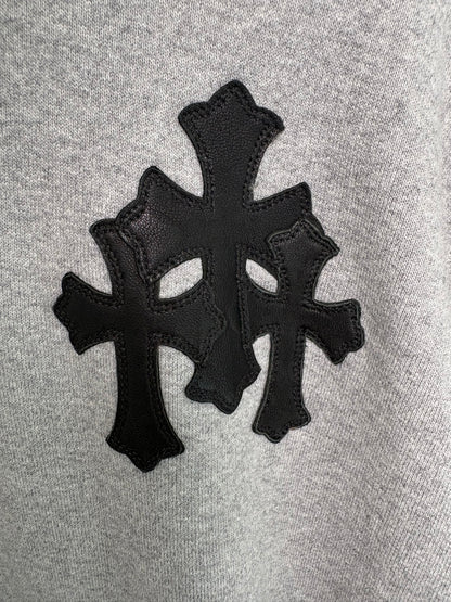 Chrome Hearts Triple Cross Patches Quarter Zip Hoodie