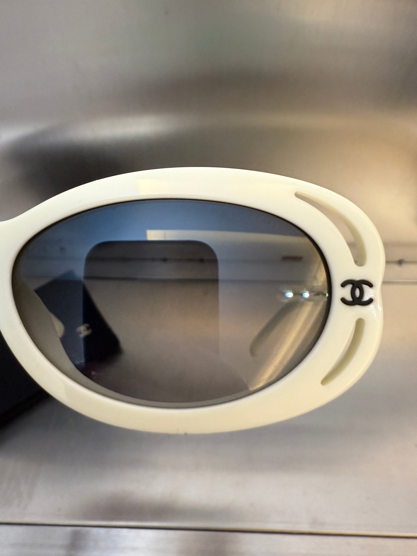 Chanel 23k white sunglasses