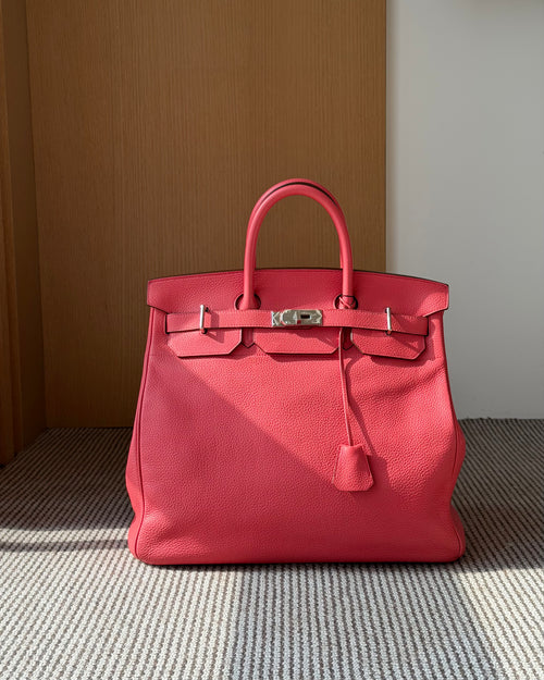 Hermes HAC 40 Bougainvillea Red Togo Leather Palladium Hardware Handbag