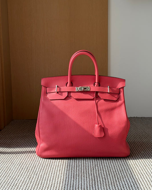 Hermes HAC 40 Bougainvillea Red Togo Leather Palladium Hardware Handbag