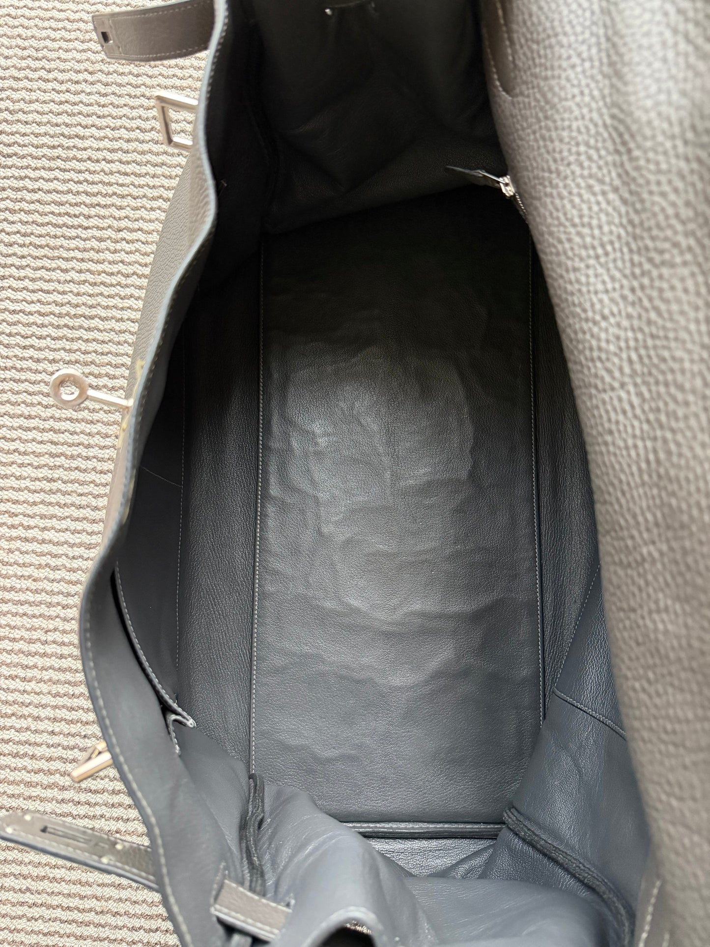 Hermes Kelly 50 Etain Grey Togo Leather Travel Bag