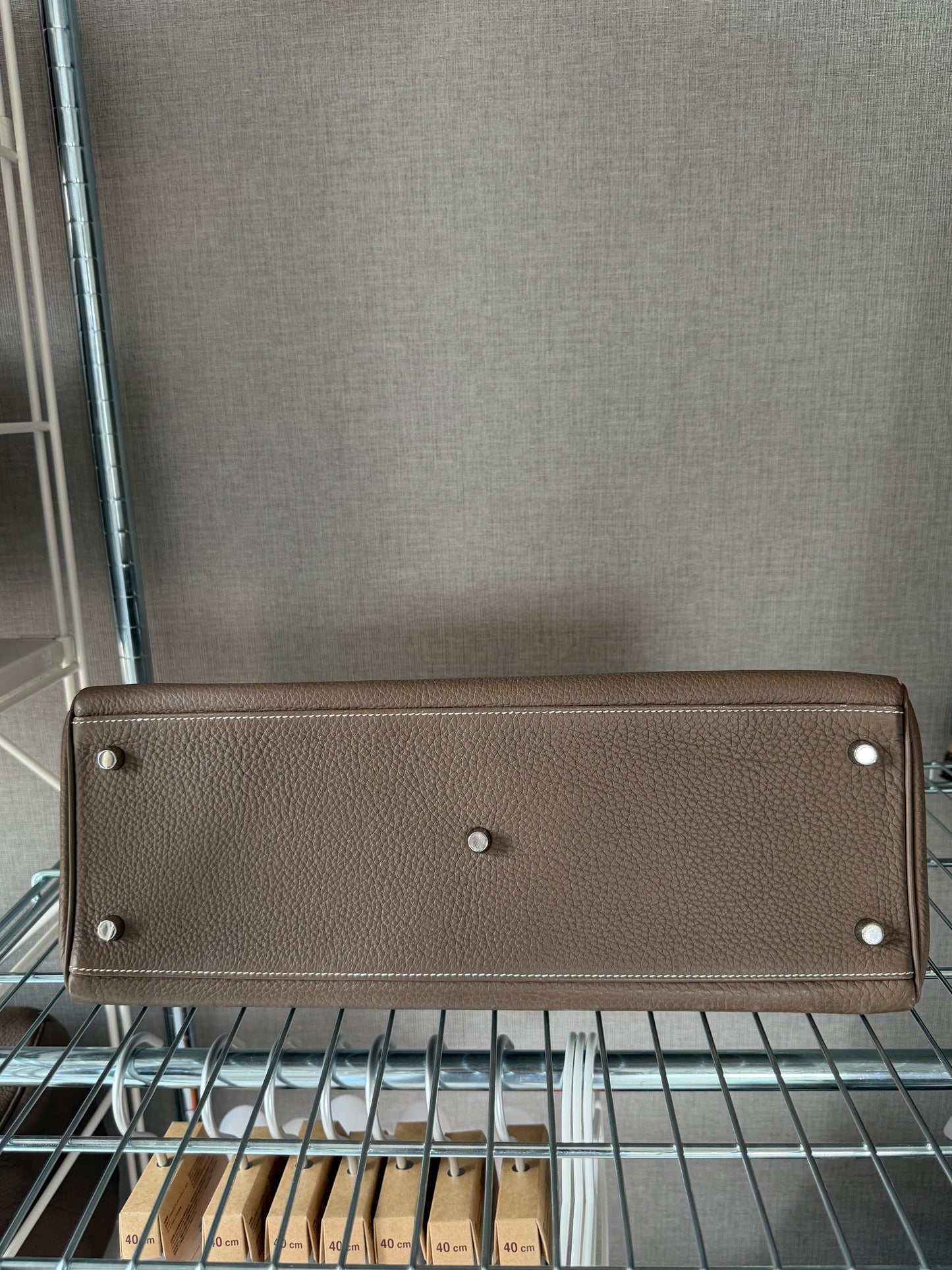 Hermes Kelly Shoulder Etoupe Togo Leather HW