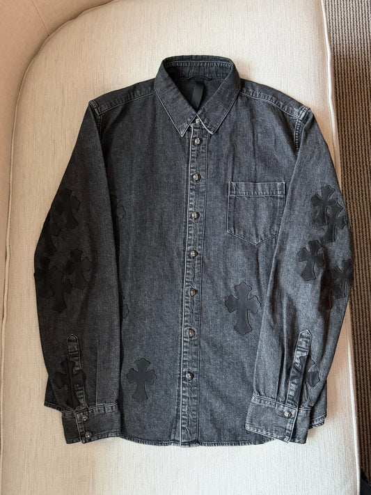 Chrome Hearts Flooded Patchwork Denim Shirt