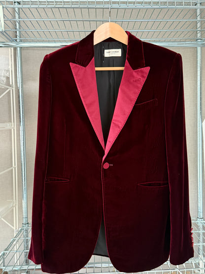 Saint Laurent Paris Heidi Slimane FW16 Red Velvet Blazer