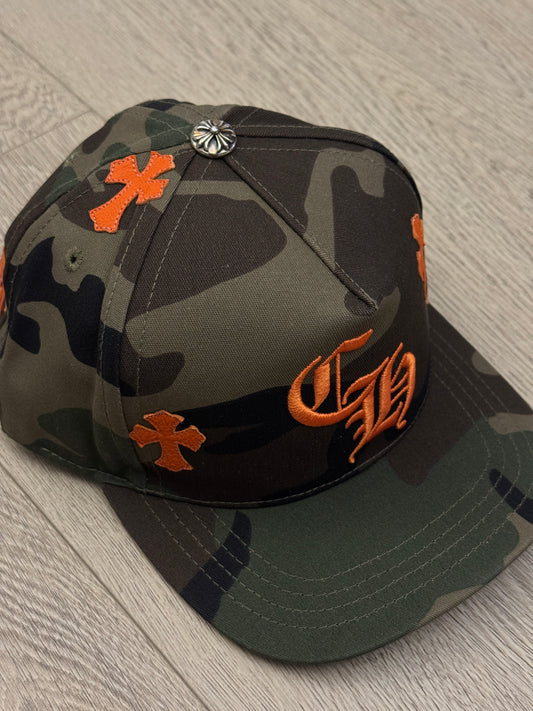 Chrome Hearts Camo Orange Patches hat