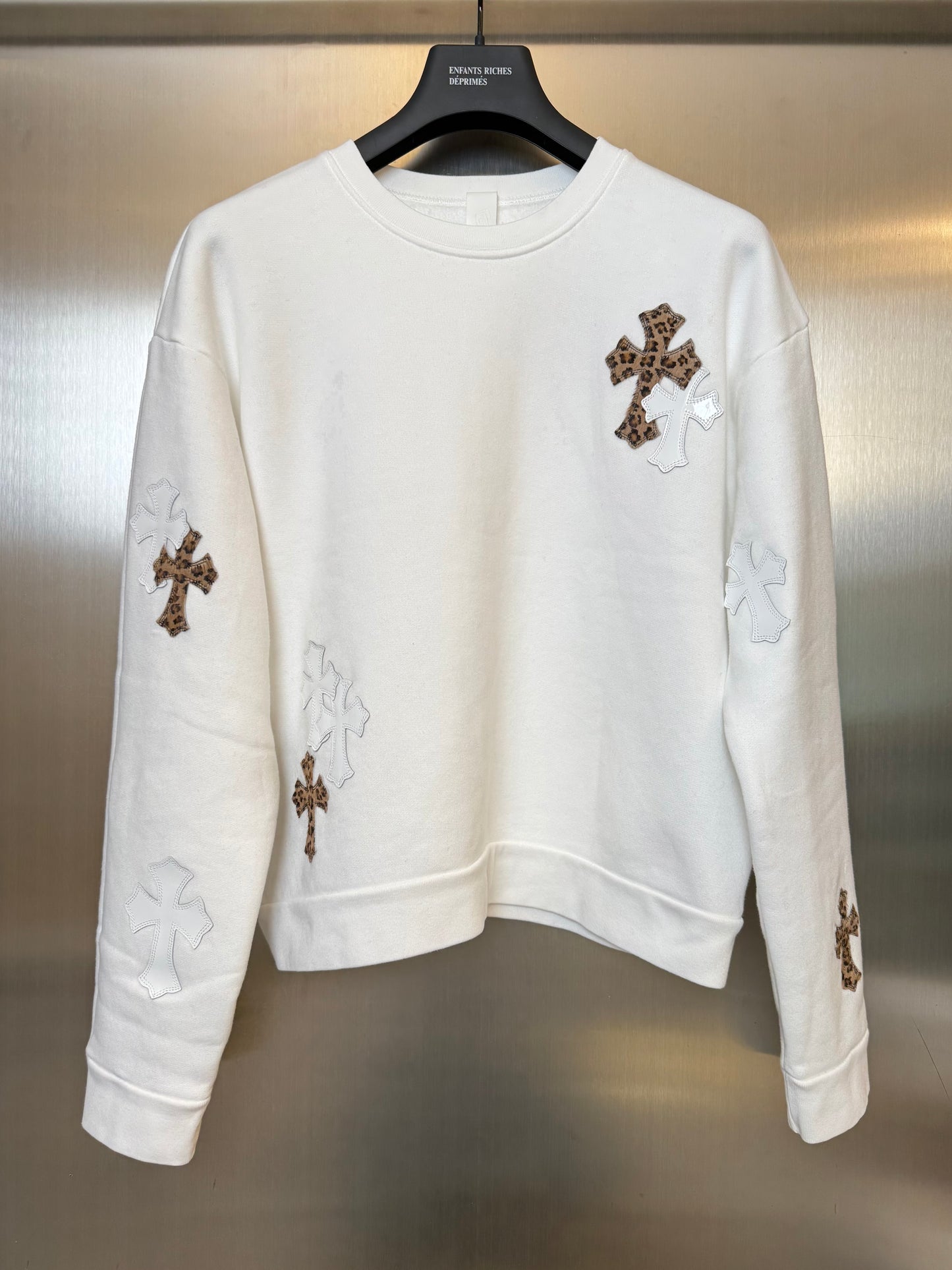Chrome Hearts White&Leopard Cross Patches Sweatshirt