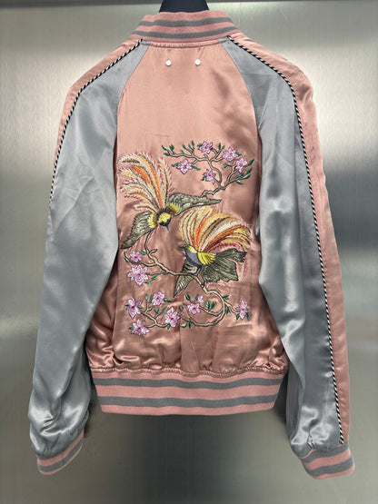 Louis Vuitton SS16 Embroidered Souvenir Pink Satin Jacket