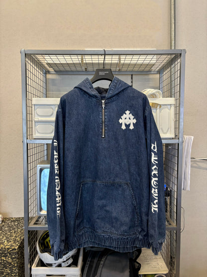 Chrome Hearts denim half zip hoodie