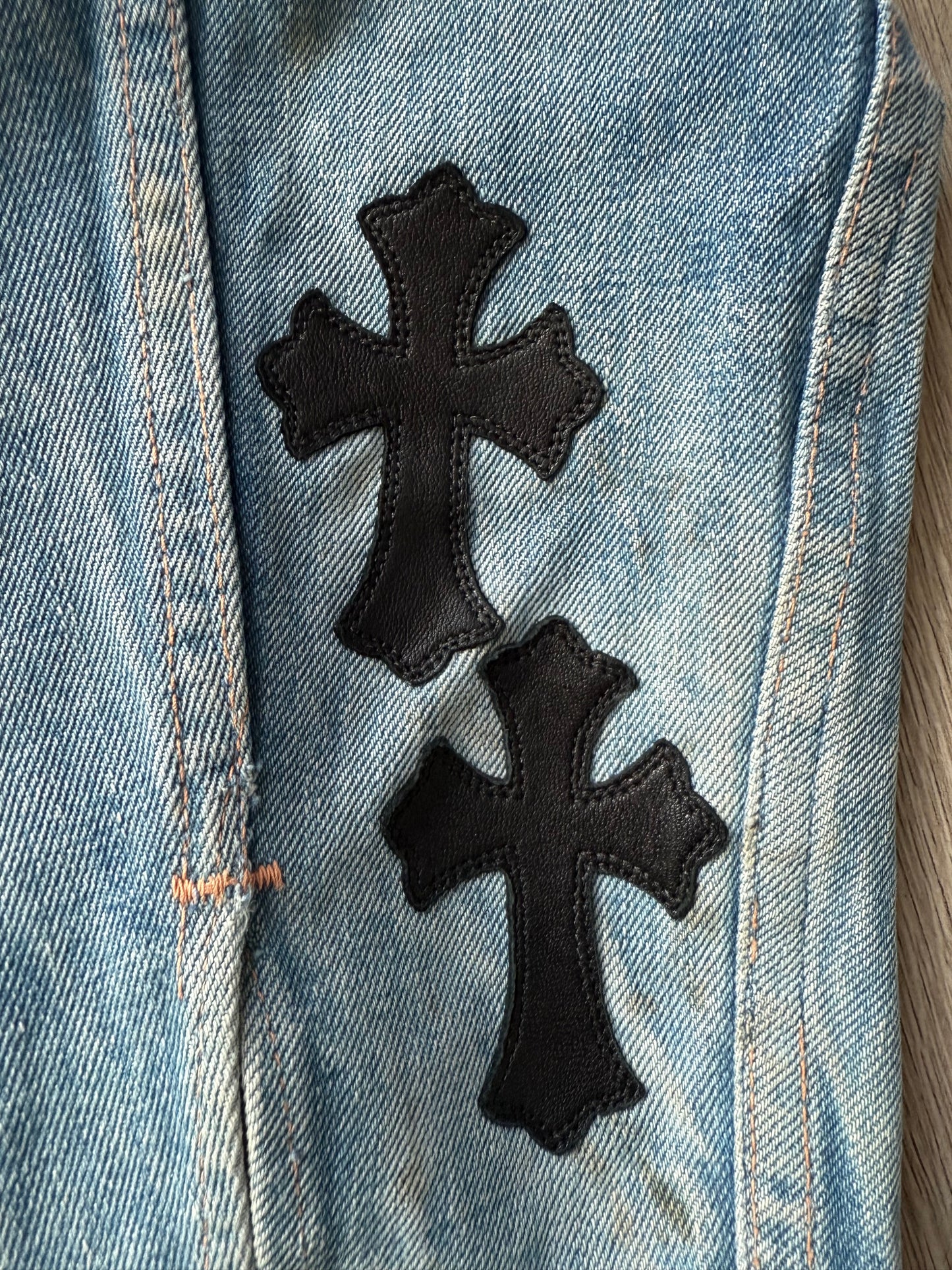 Chrome Hearts Cross Patches light wash Levi’s Denim Jacket