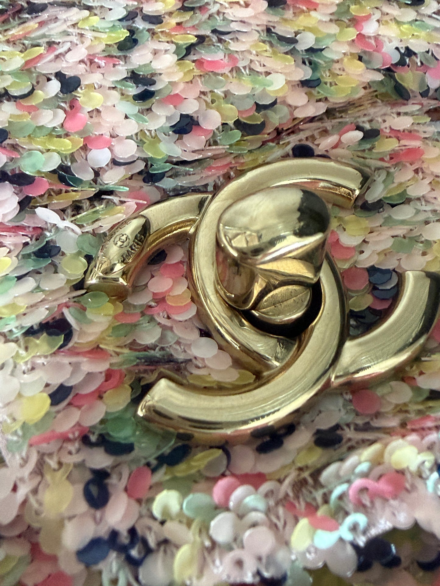 Chanel 25P Pink Multicolor Sequin Mini Sequin Flap Bag