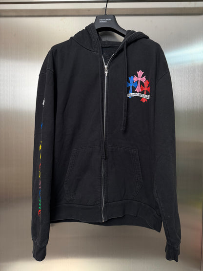 Chrome Hearts multicolor cross print zip up hoodie