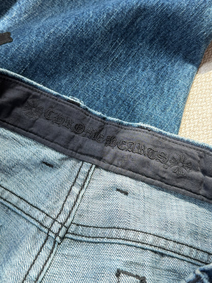 Chrome Hearts Multicolor Cross Patches Blue Jeans