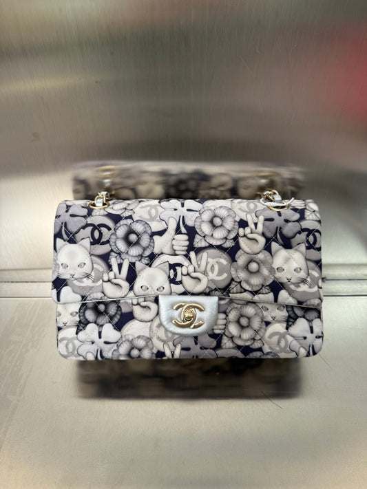 Chanel quilted Nylon Classic Flap Medium Cat Emoticon bag