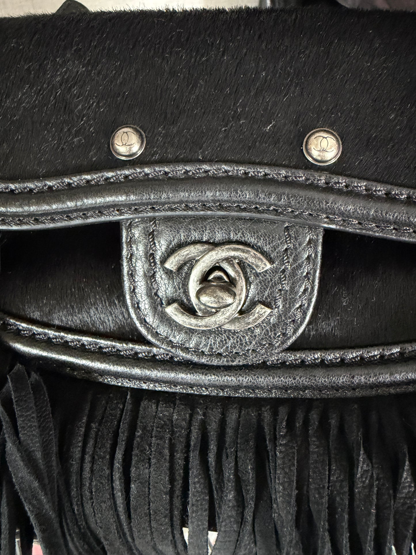 Chanel Paris Dallas Calfskin Ponyhair Fringe Bowling Bag