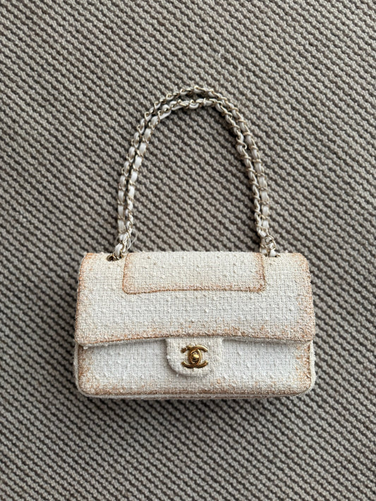 Chanel 2019 Ivory Tweed Classic Flap Bag