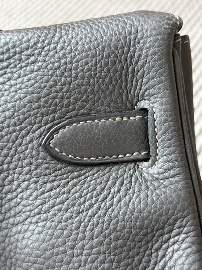Hermes Kelly 50 Etain Grey Togo Leather Travel Bag