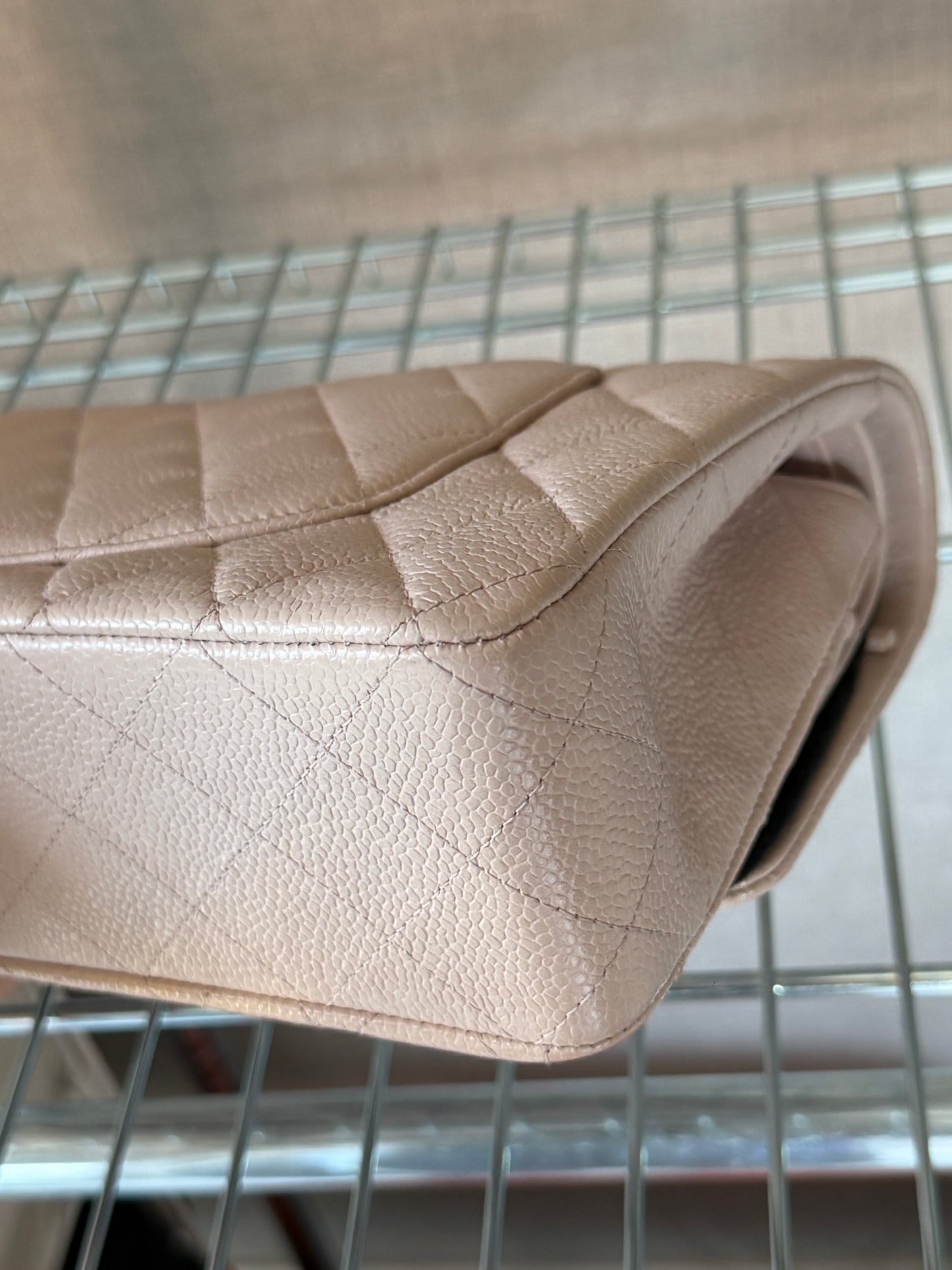 Chanel 2016 Caviar Leather Light Pink Medium Classic Flap