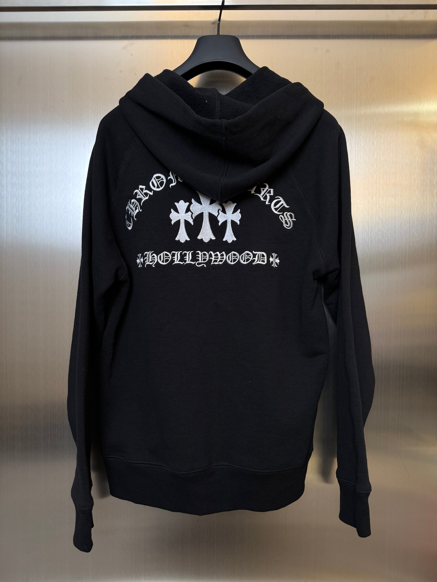 Chrome Hearts triple cross embroidery zip up hoodie