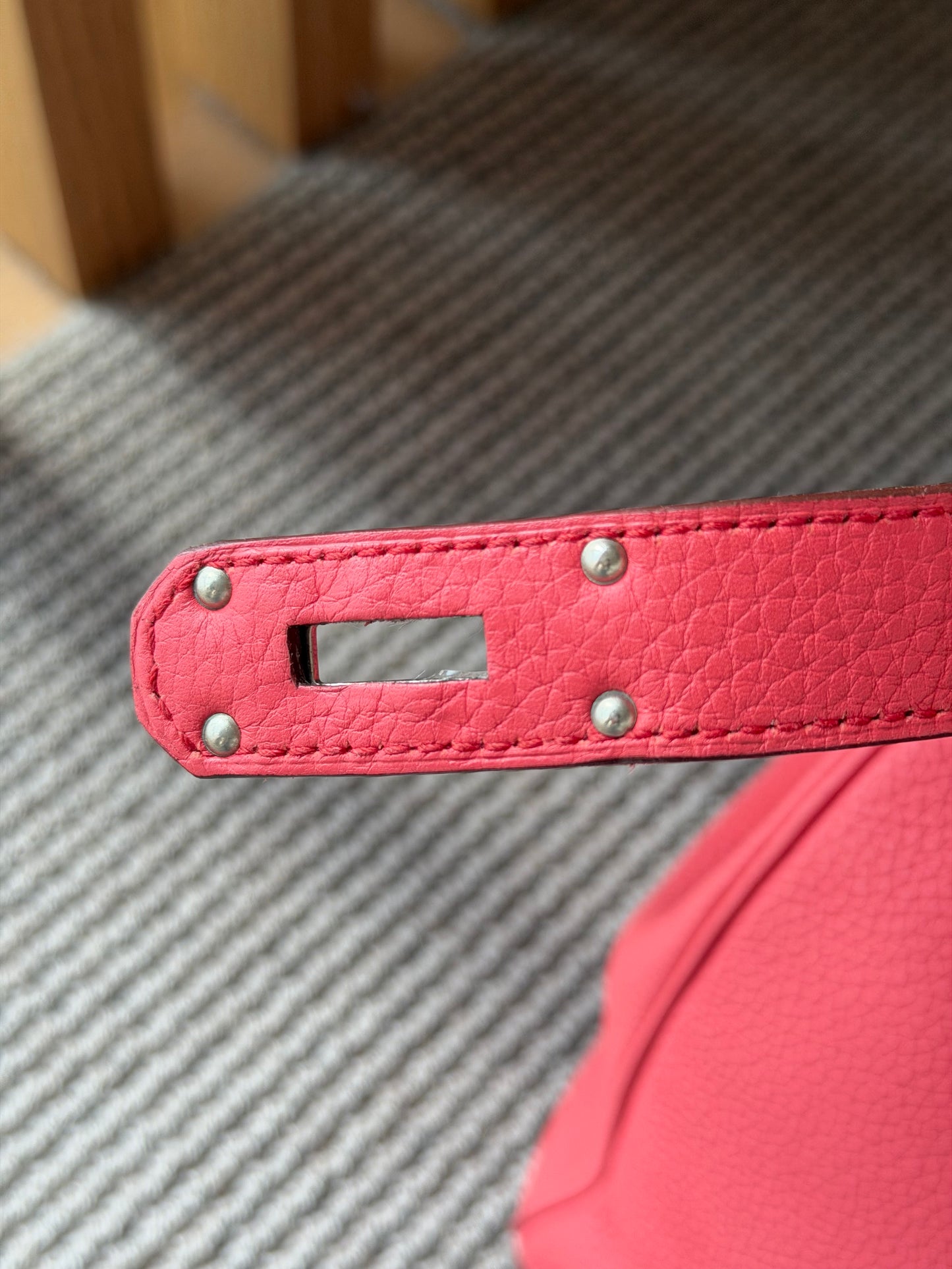 Hermes HAC 40 Bougainvillea Red Togo Leather Palladium Hardware Handbag