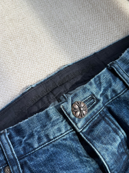 Chrome Hearts Multicolor Cross Patches Blue Jeans