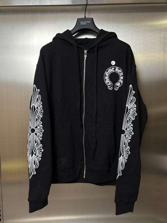 Chrome Hearts Horseshoe Floral Cross Zip Up Hoodie