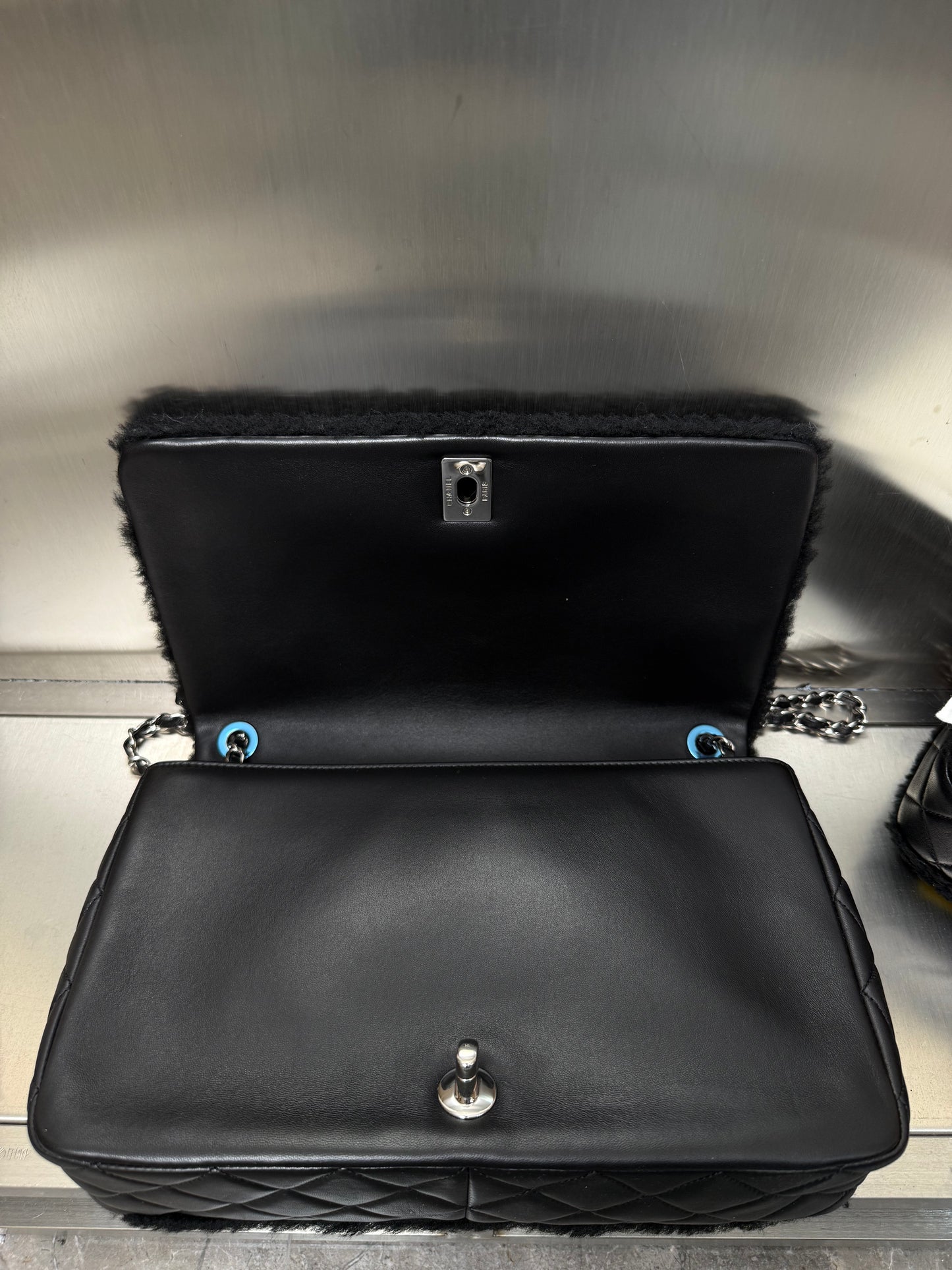 Chanel 14K Supermarket Shearling Classic Flap Jumbo No.5 Comic Bag
