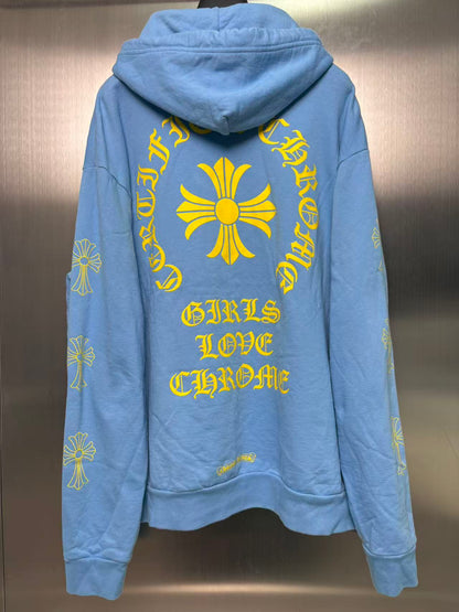 Chrome Hearts Drake collaboration “ Girls Love Chrome” babyblue hoodie