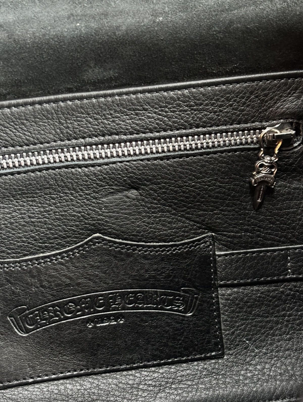 Chrome Hearts cross patches large messenger bag
