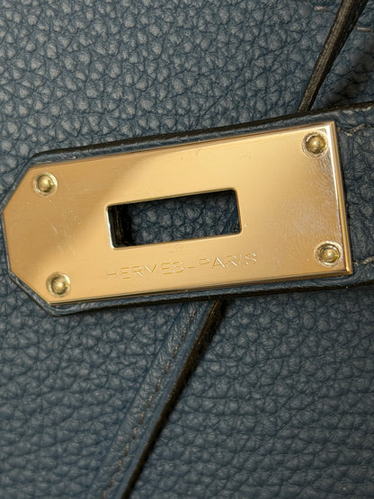 Hermes HAC 40 Deep Blue Togo Leather Palladium Hardware Bag