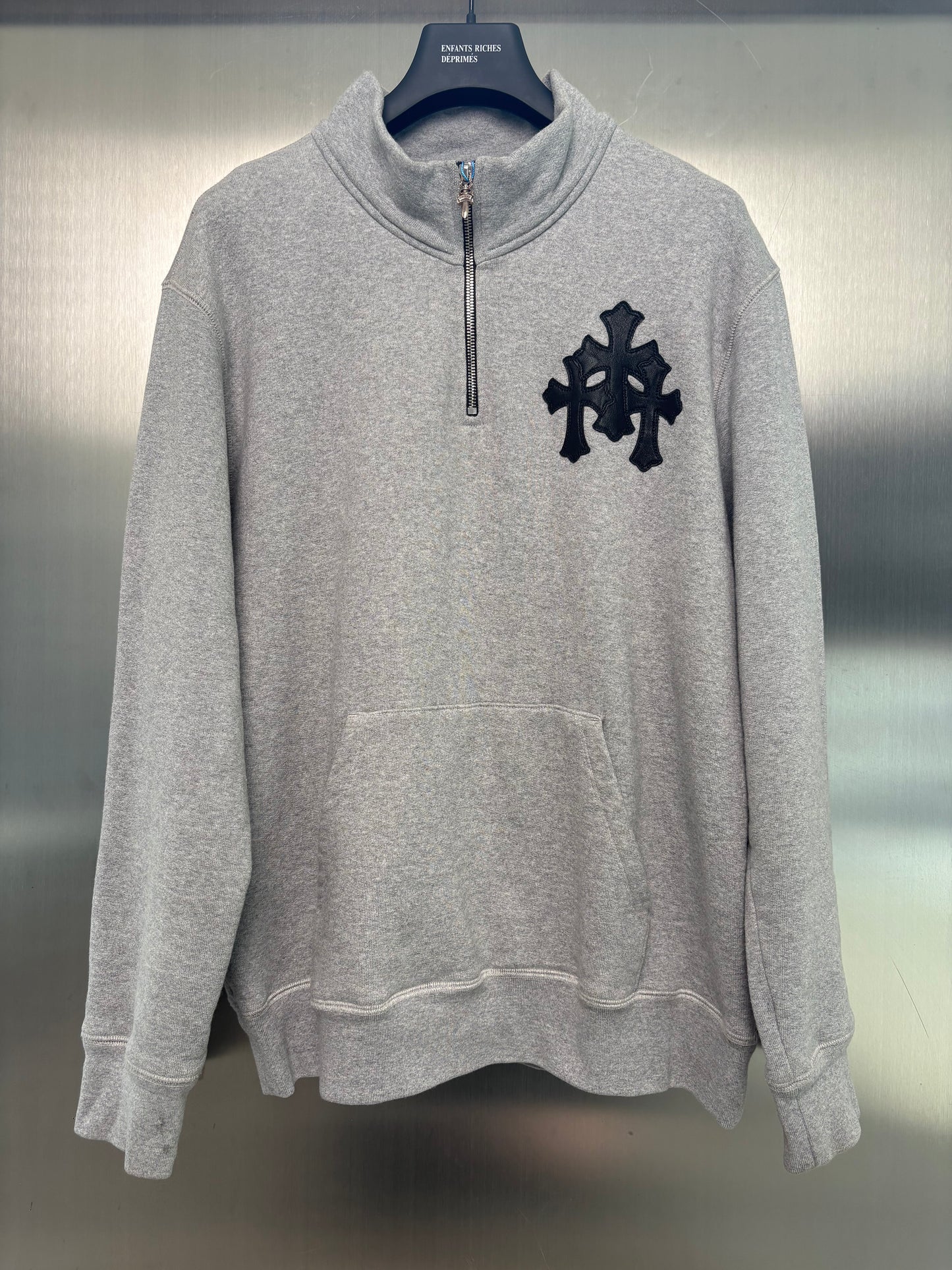 Chrome Hearts Triple Cross Patches Quarter Zip Hoodie