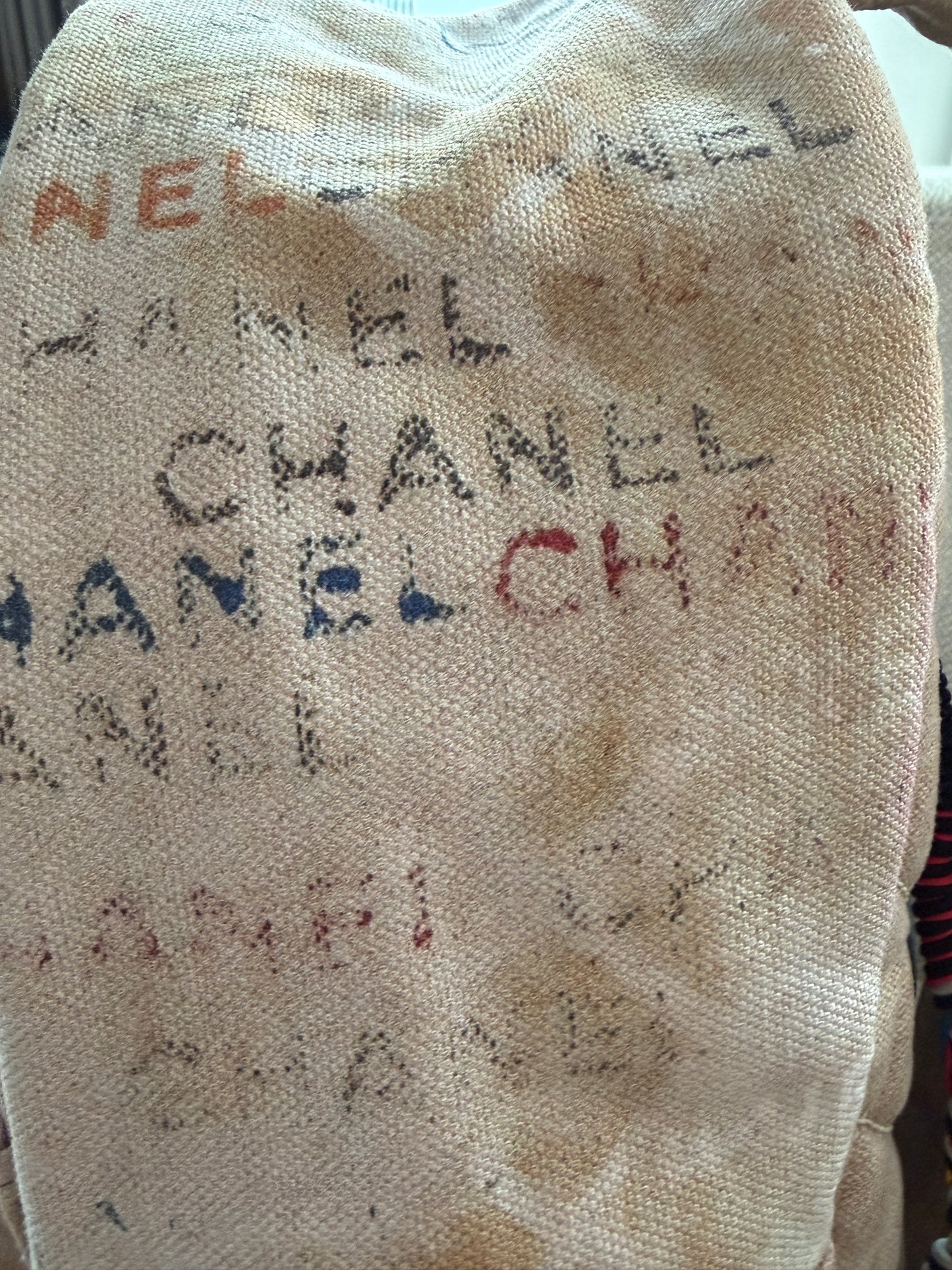 Chanel 2014 Large Art School Beige Graffiti Backpack