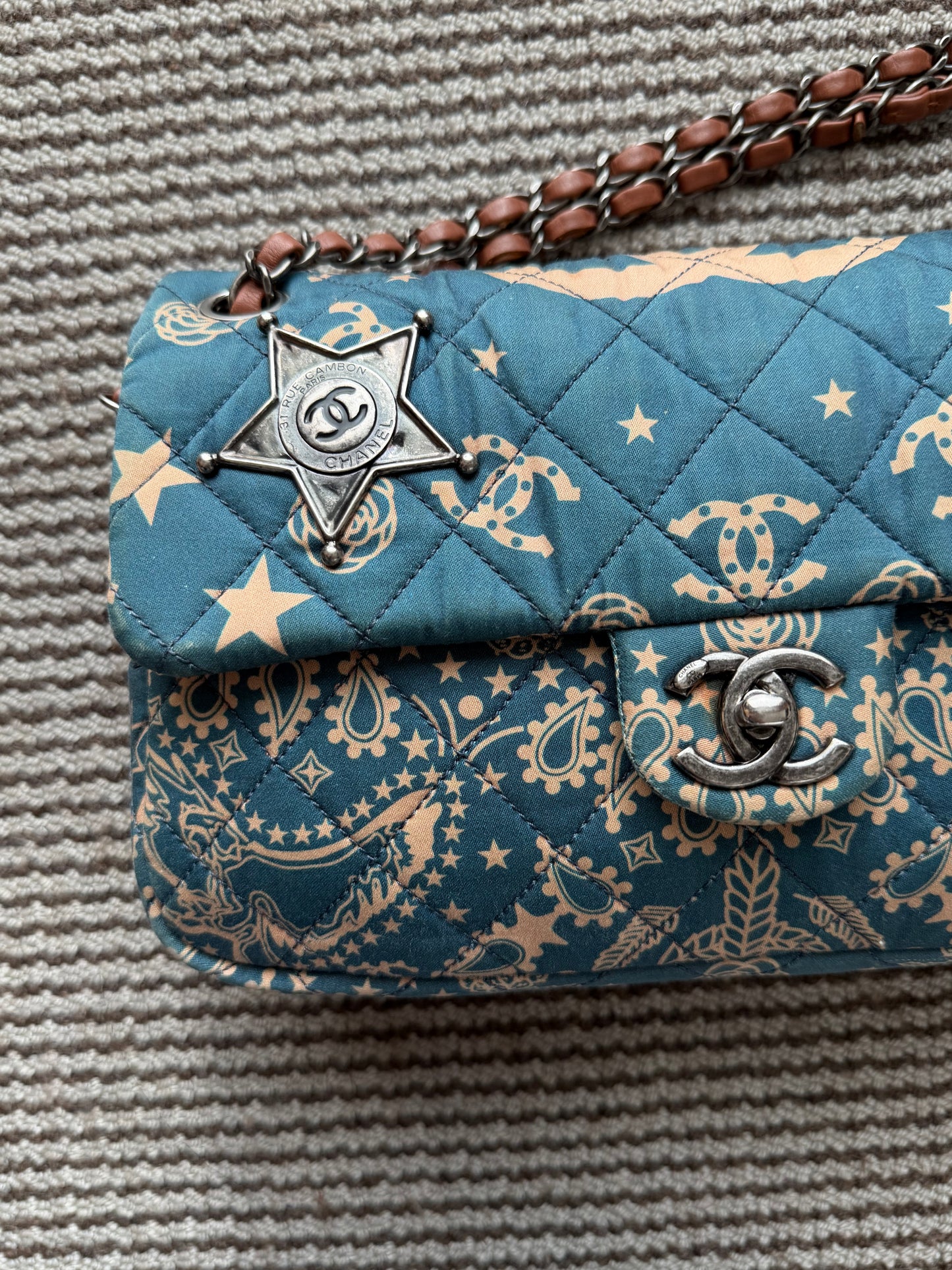 Chanel 2014 Paris Dallas Metiers D’art Bandana Medium Classic Flap