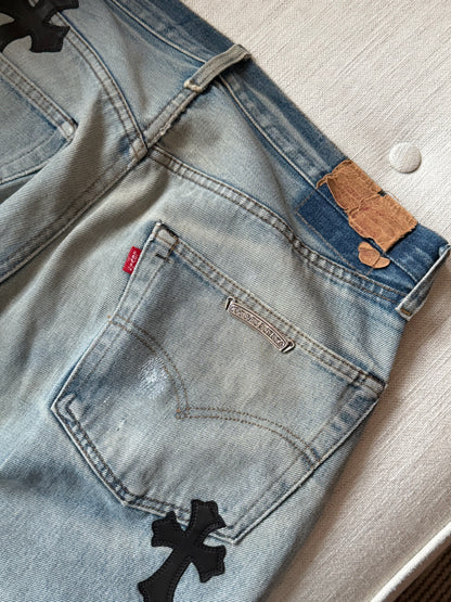 CHROME HEARTS PATCHES WORK Levis 501 DENIM JEANS SZ36