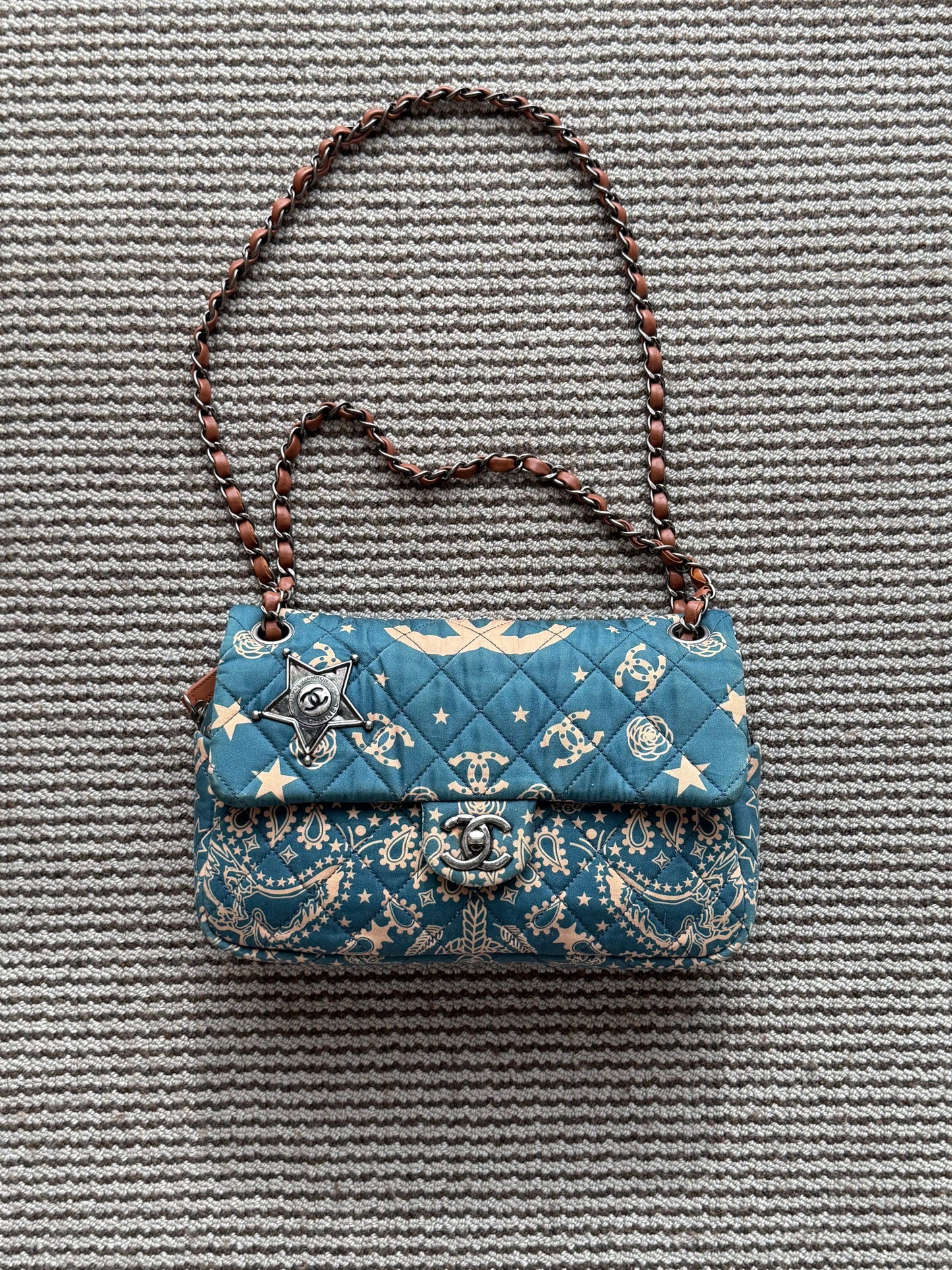 Chanel 2014 Paris Dallas Metiers D’art Bandana Medium Classic Flap