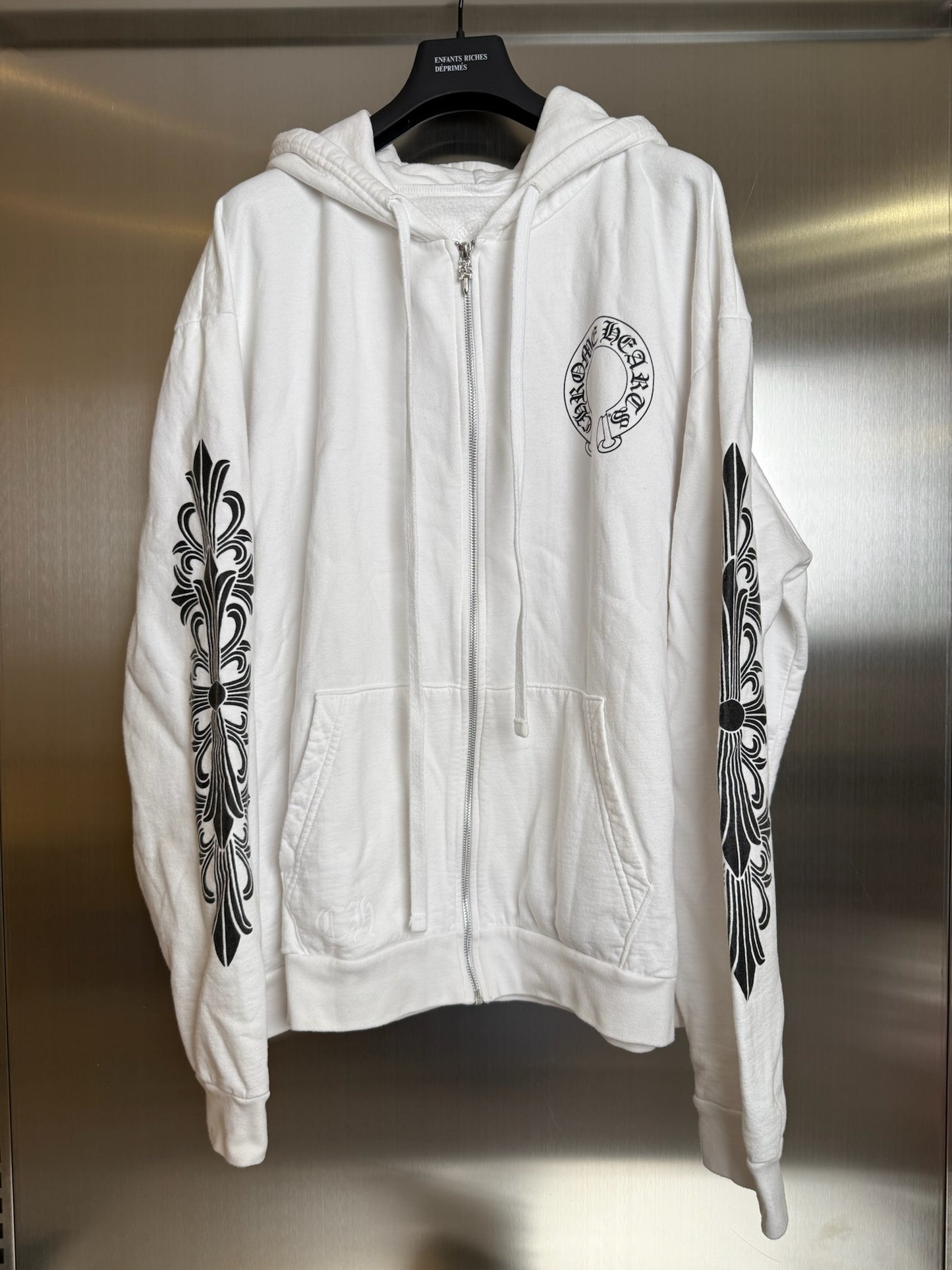 Chrome hearts white horseshoe zip up hoodie
