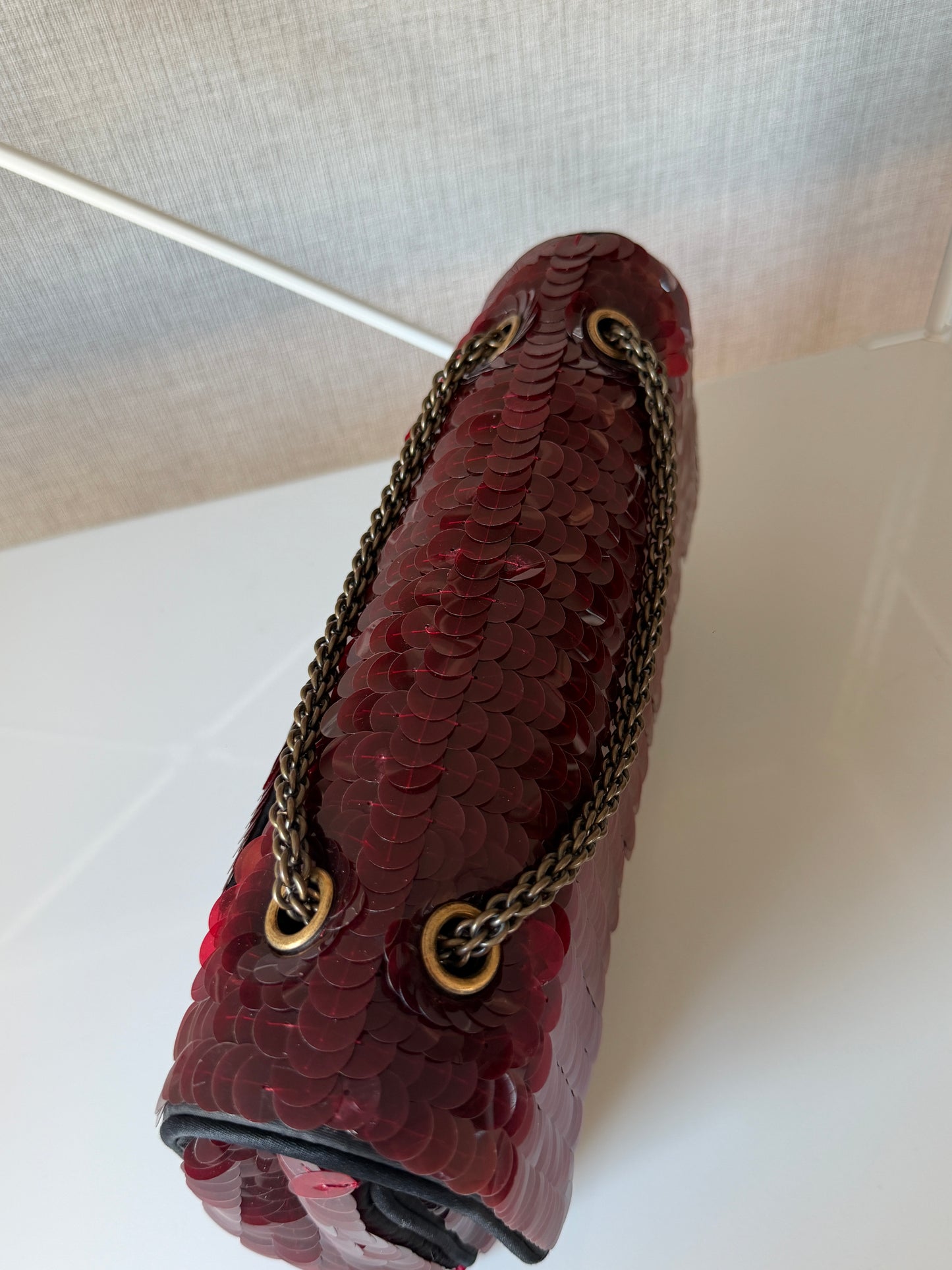 Chanel 2010 Shanghai Paris Burgundy Sequin Medium Classic Flap Bag