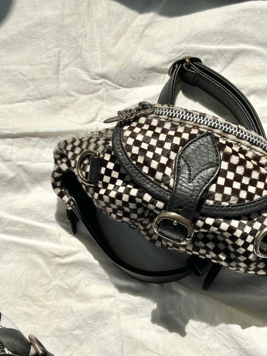 Chrome Hearts 1/1 Pony Hair checkered Snat Snut Mini bag