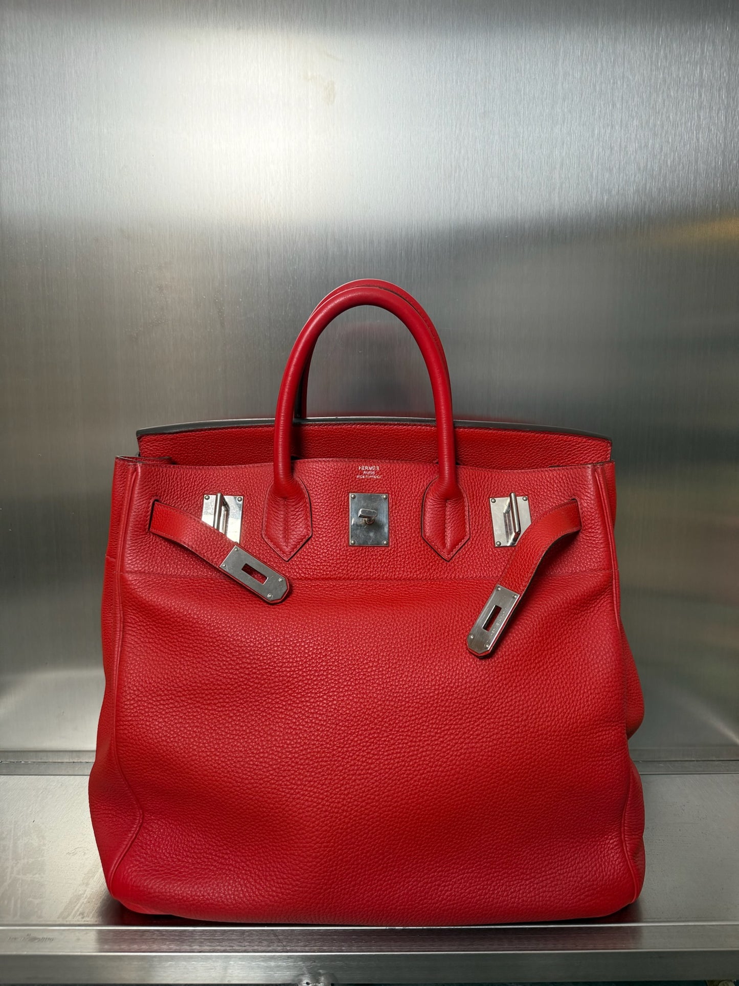 Hermes HAC 40 Togo leather Palladium Travel bag