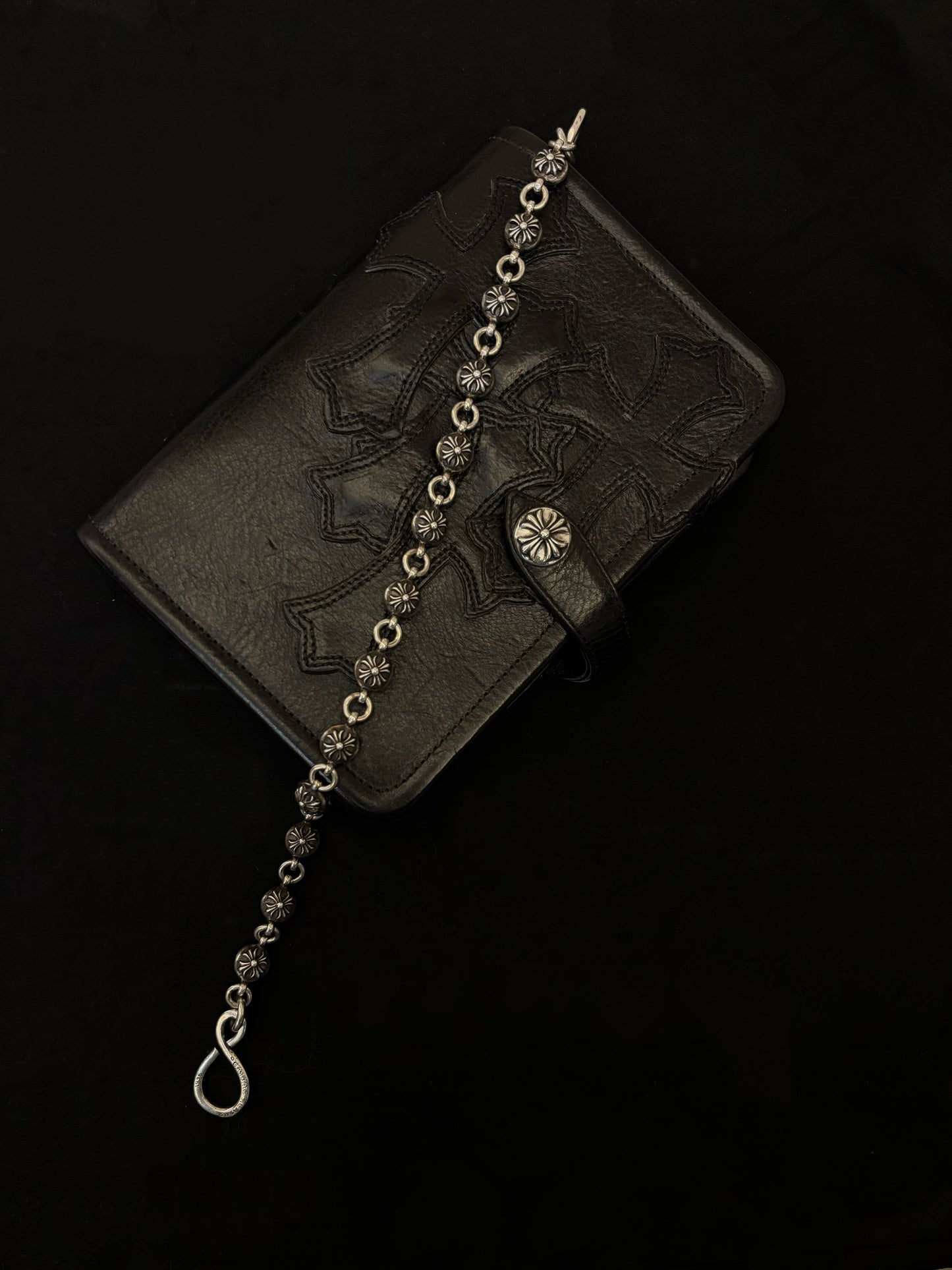 Chrome Hearts Silver Cross Ball Wallet Chain