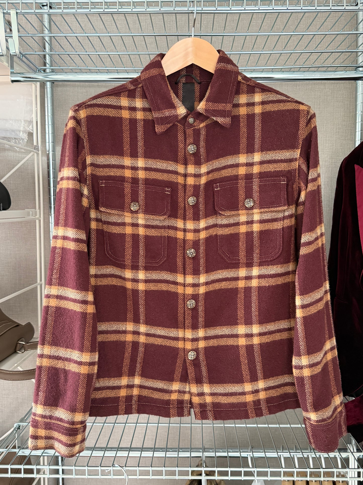 Chrome Hearts Red Workdog Flannel Button Ups Shirt