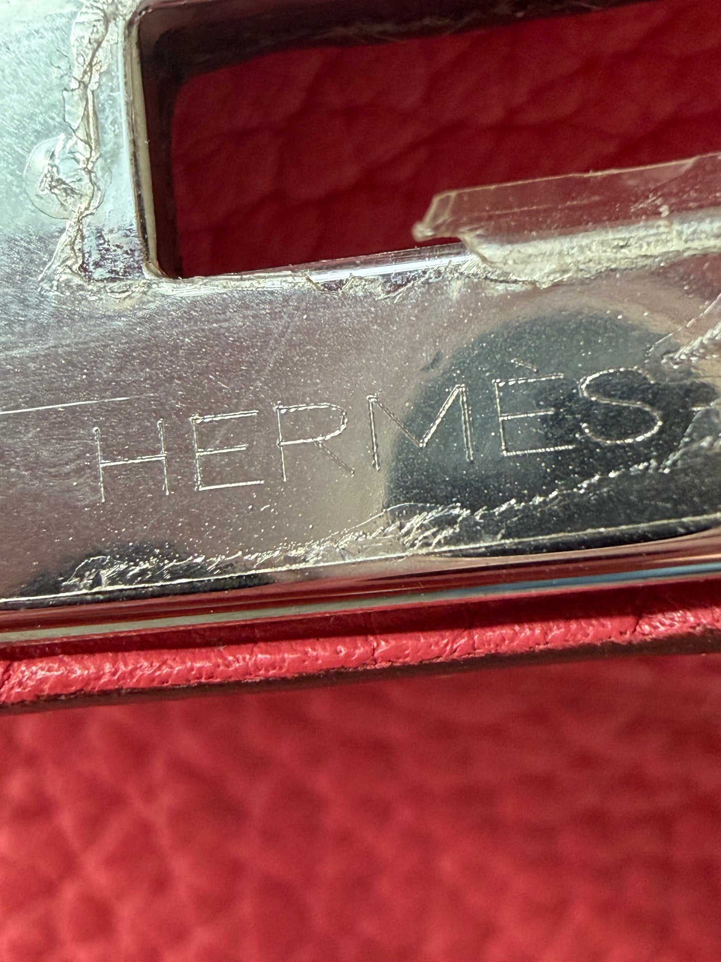 Hermes HAC 40 Bougainvillea Red Togo Leather Palladium Hardware Handbag