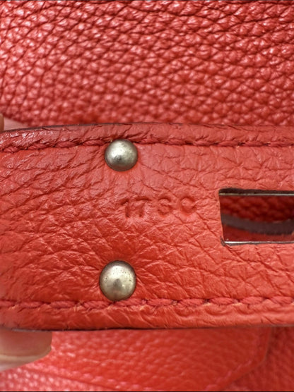 Hermes HAC 40 Rouge Red Togo Leather Palladium Hardware Travel bag